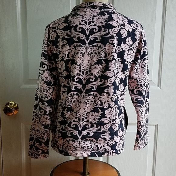 Croft & Barrow Sweatshirt Zip Up Floral Pink Navy Women's WOMAN'S SMALL PETITE - Picture 6 of 13
